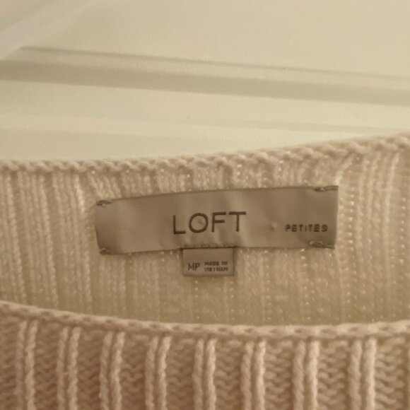 Loft Sweater Women Size Medium Petite White - Picture 2 of 2